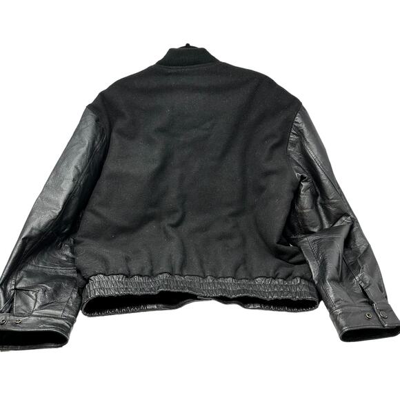 NRA National Rifle Association Mens L Member Bomber Jacket Black Leather Wool - Picture 15 of 16